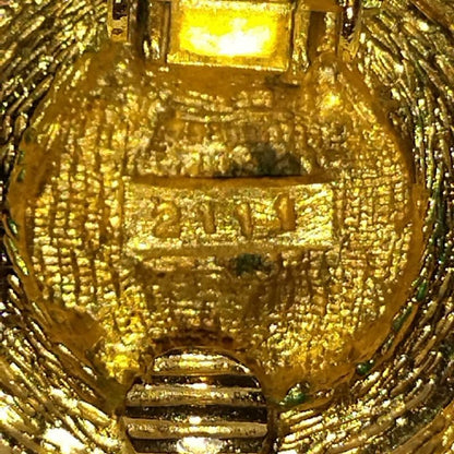 Chanel Lion Earrings Gold Rhinestone Circle