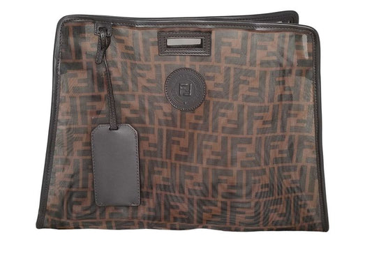 Fendi Bag Cover Peekaboo Defender Brown Mesh Leather