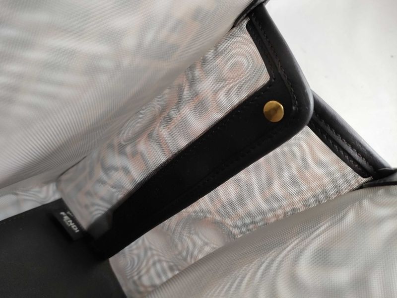 Fendi Bag Cover Peekaboo Defender Brown Mesh Leather