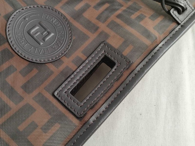 Fendi Bag Cover Peekaboo Defender Brown Mesh Leather