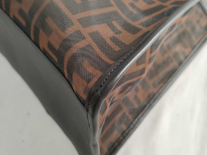 Fendi Bag Cover Peekaboo Defender Brown Mesh Leather