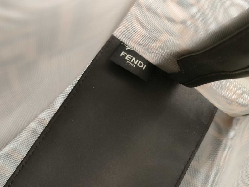 Fendi Bag Cover Peekaboo Defender Brown Mesh Leather