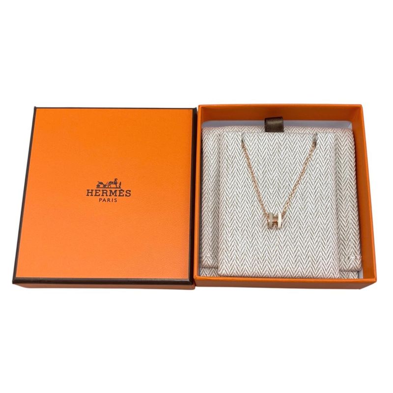 Hermes Necklace Mini Pop Lo Cover Bicolor System Beige White