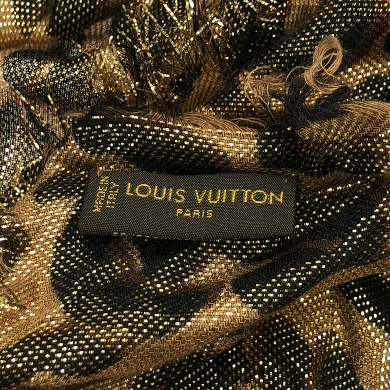 Louis Vuitton Etole Leopard Disco Gold Glitter Shawl Brown