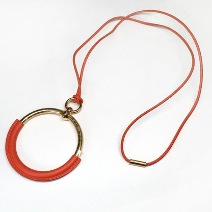 Hermes Long Necklace Loup Grand Coral Leather