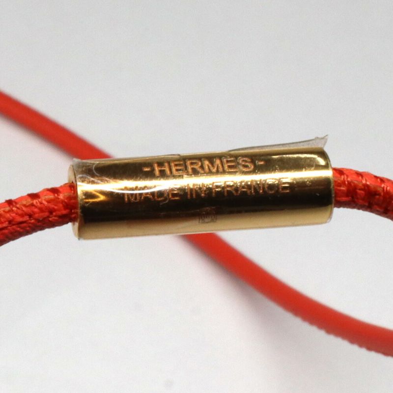 Hermes Long Necklace Loup Grand Coral Leather