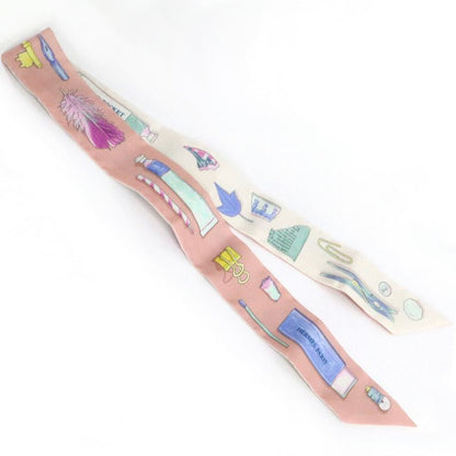 Hermes Twill in the Pocket Pink Multicolor Silk Scarf