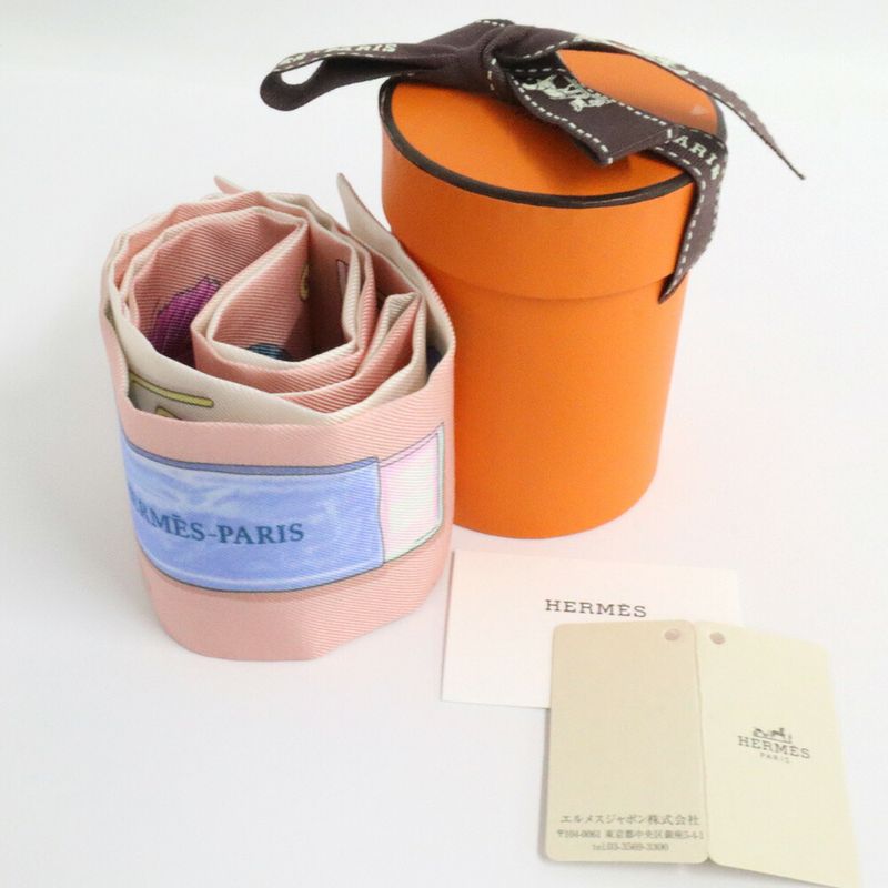 Hermes Twill in the Pocket Pink Multicolor Silk Scarf