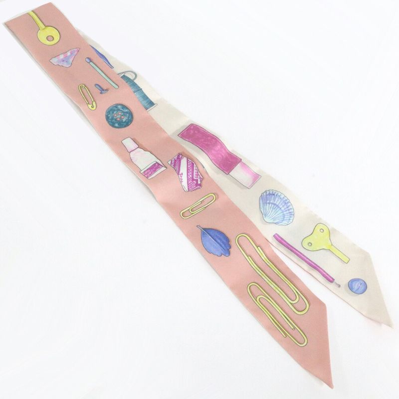 Hermes Twill in the Pocket Pink Multicolor Silk Scarf