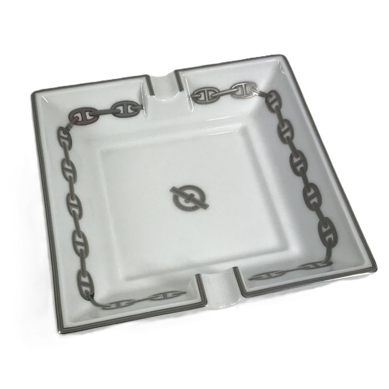 Hermes Ashtray Chaine D'ancre Logo Pottery White