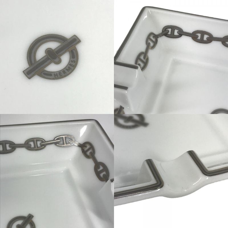 Hermes Ashtray Chaine D'ancre Logo Pottery White