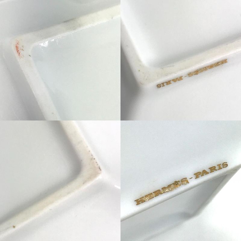 Hermes Ashtray Chaine D'ancre Logo Pottery White