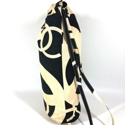 Chanel Shoulder Bag CC Logo Drawstring Cotton White