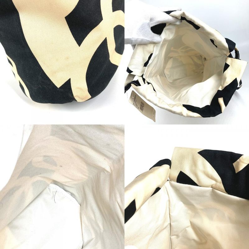 Chanel Shoulder Bag CC Logo Drawstring Cotton White