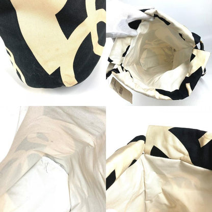 Chanel Shoulder Bag CC Logo Drawstring Cotton White