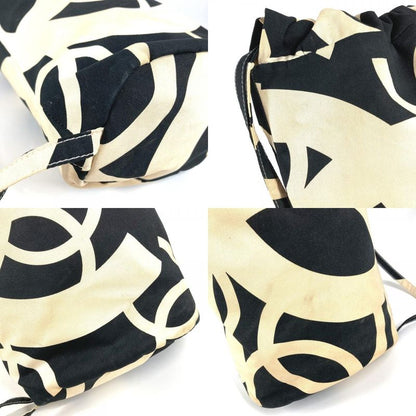 Chanel Shoulder Bag CC Logo Drawstring Cotton White