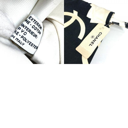 Chanel Shoulder Bag CC Logo Drawstring Cotton White