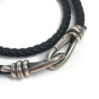 Tiffany & Co. Bracelet Knot Double Laid Wrap Leather Dark Gray