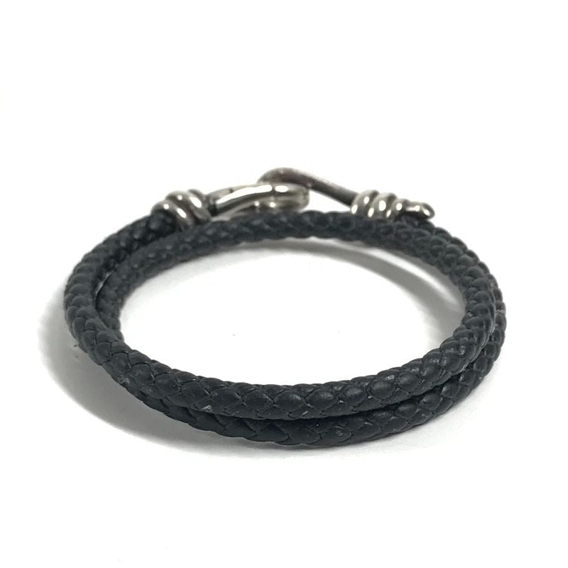 Tiffany & Co. Bracelet Knot Double Laid Wrap Leather Dark Gray