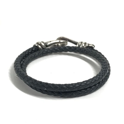 Tiffany & Co. Bracelet Knot Double Laid Wrap Leather Dark Gray