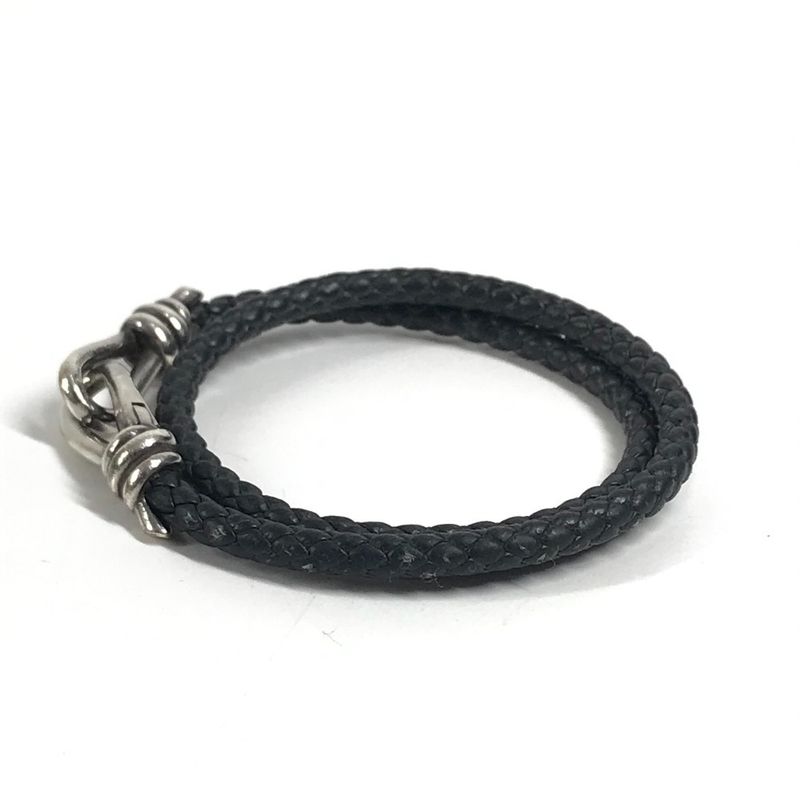 Tiffany & Co. Bracelet Knot Double Laid Wrap Leather Dark Gray