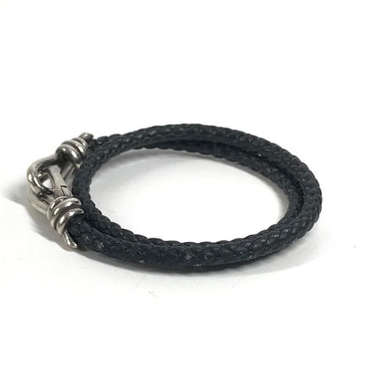 Tiffany & Co. Bracelet Knot Double Laid Wrap Leather Dark Gray