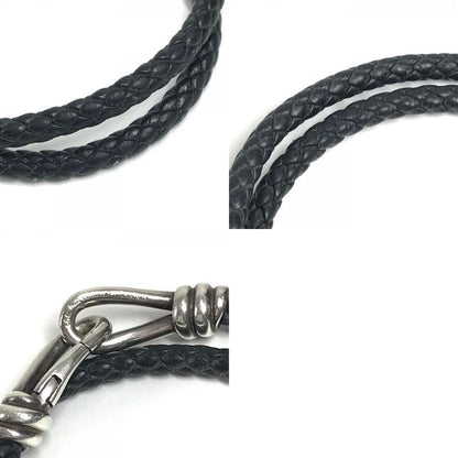 Tiffany & Co. Bracelet Knot Double Laid Wrap Leather Dark Gray