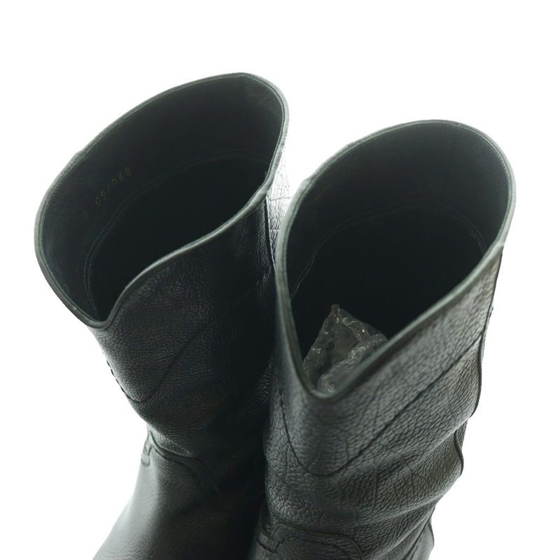 Chanel Leather Middle Boots Short CC Logo 35C Black SS OS
