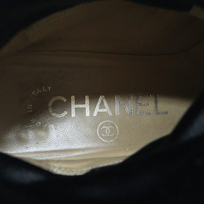 Chanel Leather Middle Boots Short CC Logo 35C Black SS OS