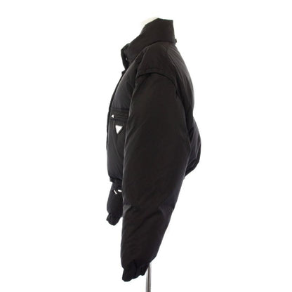Prada Re-Nylon Triangle Logo Down Jacket Cropped Length 40 Black