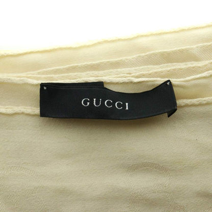 Gucci Wool Silk GG Pattern Shawl Scarf Ivory SS OS