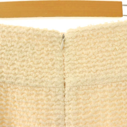 Chanel Tweed Coco Button Wrap Design Skirt Knee Length Silk Blend 36 Ivory