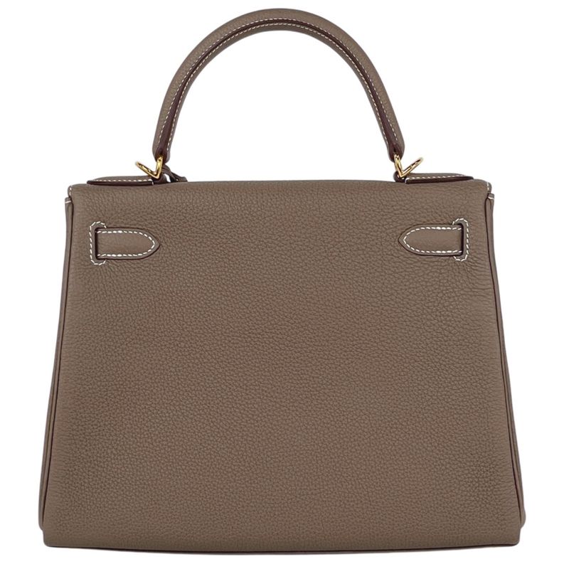 Hermes Kelly 28 Inner Sewing 2-Way Shoulder Bag Togo Etoupe