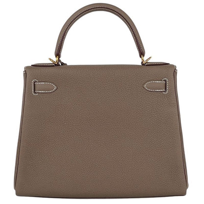 Hermes Kelly 28 Inner Sewing 2-Way Shoulder Bag Togo Etoupe