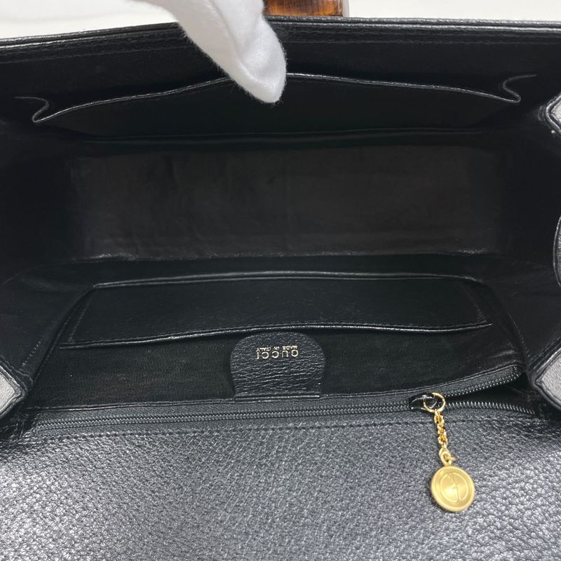 Gucci Bamboo Handbag Vintage Leather Black