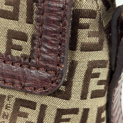 Fendi Zucchino Pattern Shoulder Bag Canvas Brown