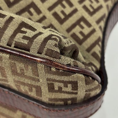 Fendi Zucchino Pattern Shoulder Bag Canvas Brown
