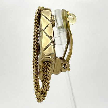 Chanel CC Logo Earrings Quilted Gold Plated