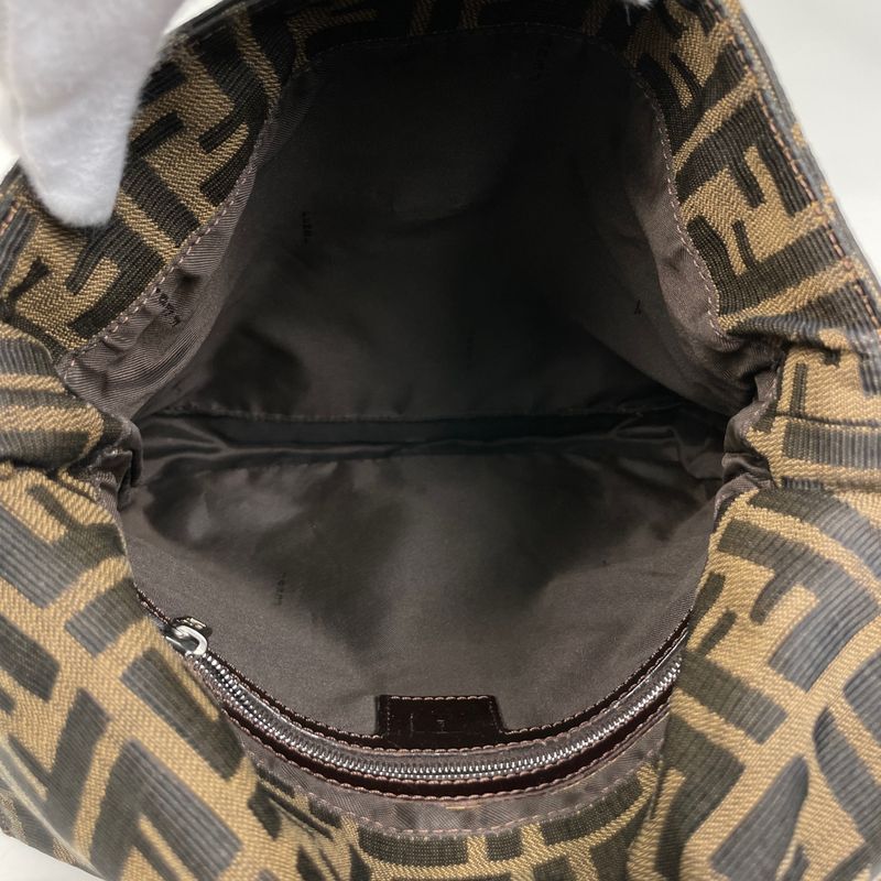Fendi Zucca Pattern Shoulder Bag Canvas Brown