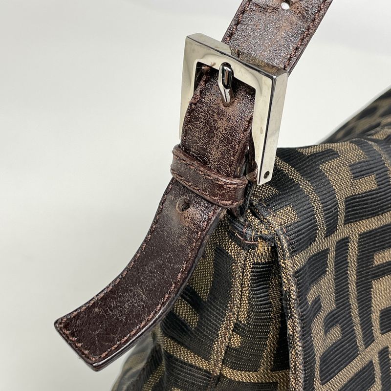 Fendi Zucca Pattern Shoulder Bag Canvas Brown