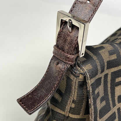 Fendi Zucca Pattern Shoulder Bag Canvas Brown