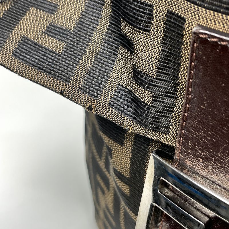Fendi Zucca Pattern Shoulder Bag Canvas Brown