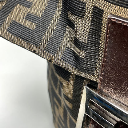 Fendi Zucca Pattern Shoulder Bag Canvas Brown