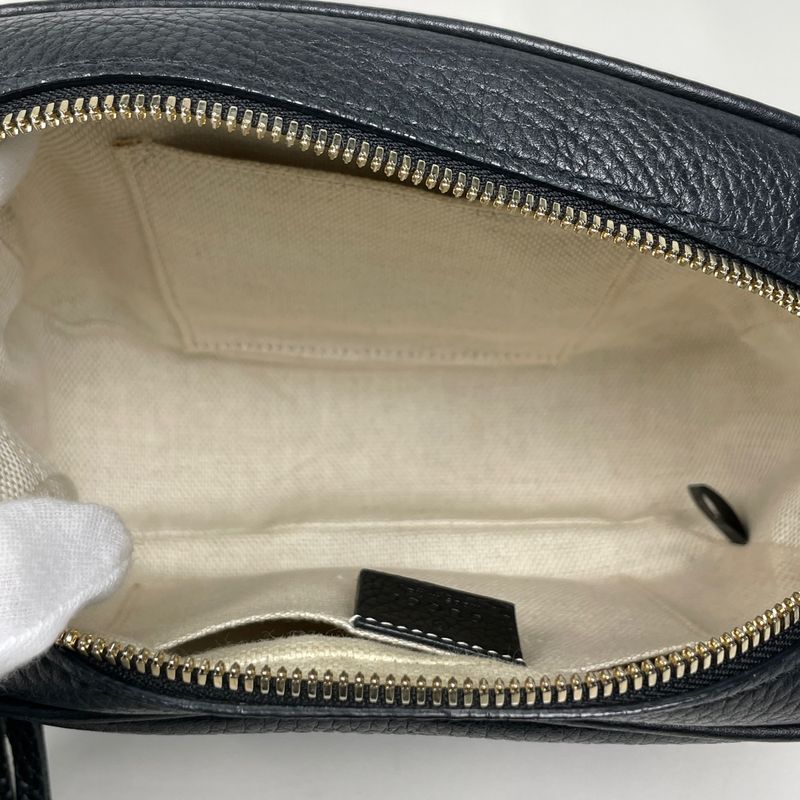 Gucci Soho Shoulder Bag Fringe Interlocking Leather Black