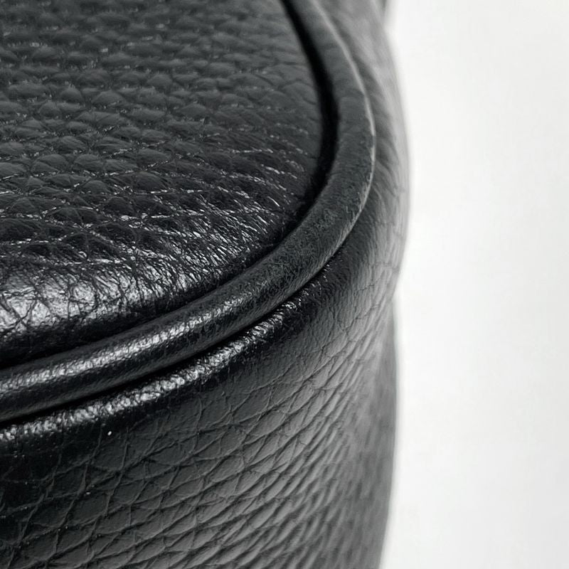 Gucci Soho Shoulder Bag Fringe Interlocking Leather Black