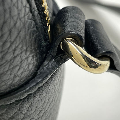 Gucci Soho Shoulder Bag Fringe Interlocking Leather Black