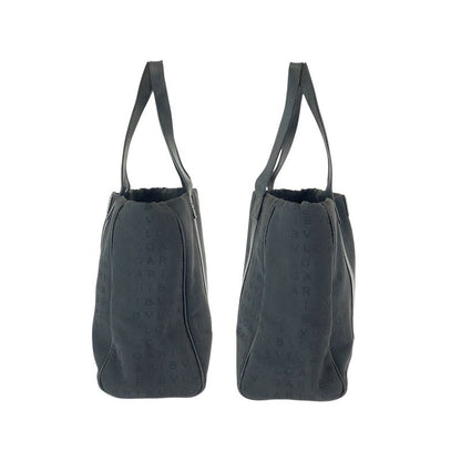 Bvlgari Logomania Black Canvas Leather Shoulder Bag