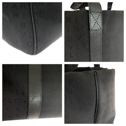 Bvlgari Logomania Black Canvas Leather Shoulder Bag