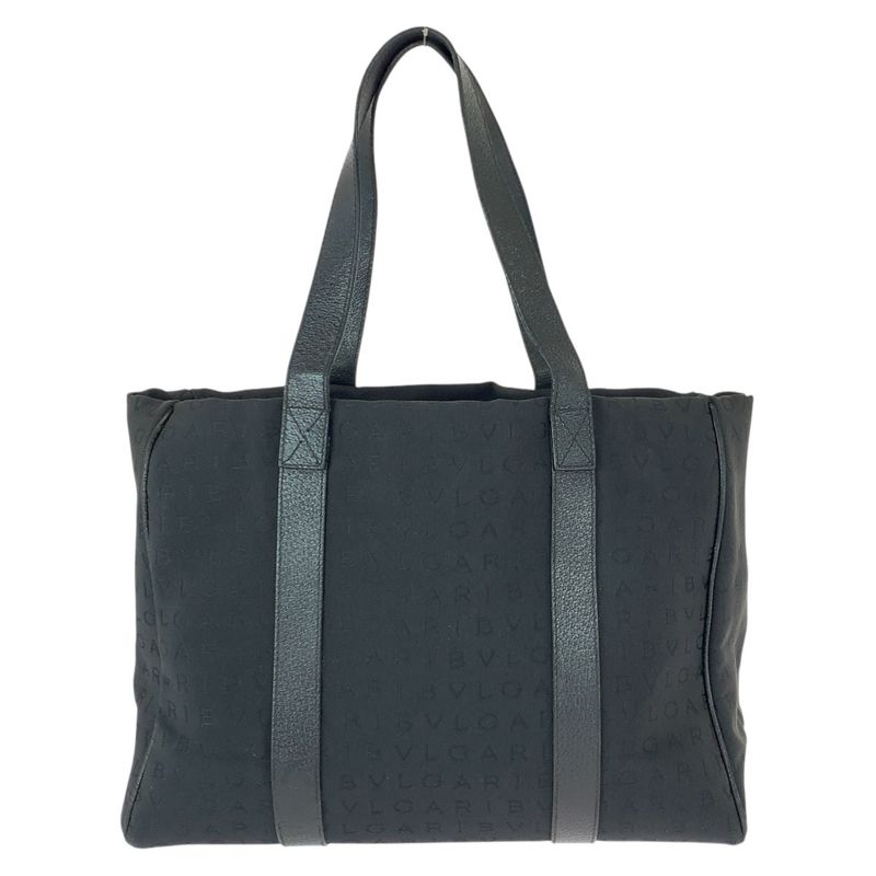 Bvlgari Logomania Black Canvas Leather Shoulder Bag
