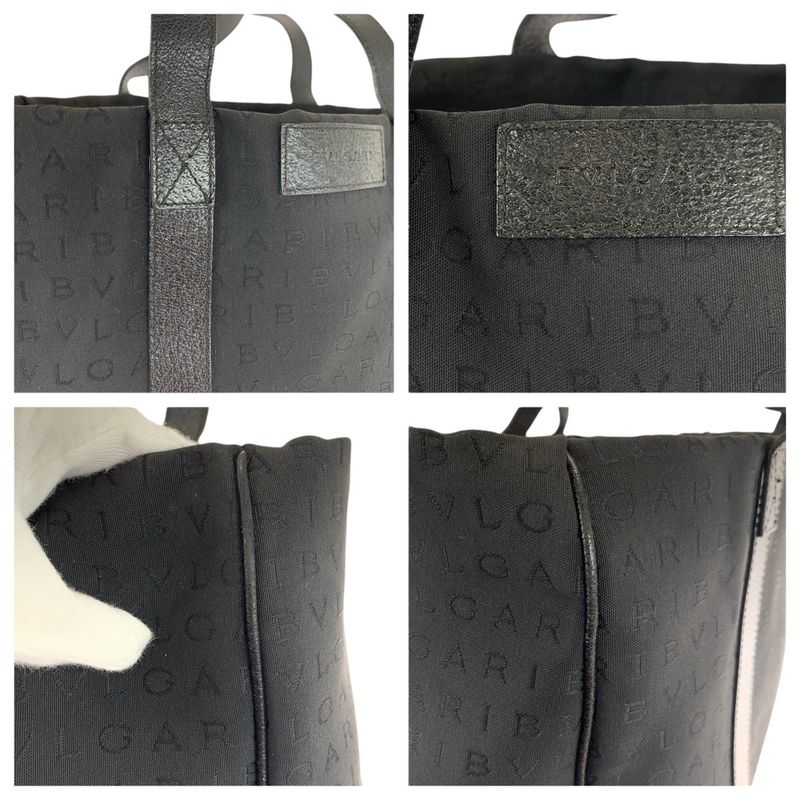 Bvlgari Logomania Black Canvas Leather Shoulder Bag